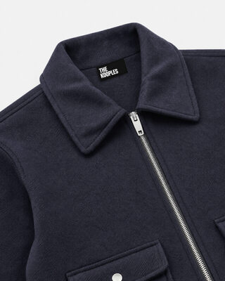 Blouson en laine double face marine
