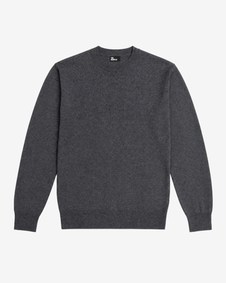 Pull col rond en laine m&eacute;rinos gris