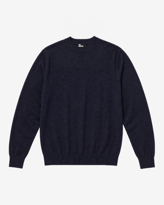 Pull col rond en laine m&eacute;rinos marine