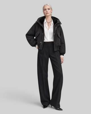 Blouson zipp&eacute; col fausse fourrure noir