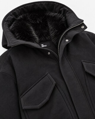 Blouson zipp&eacute; col fausse fourrure noir