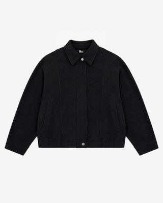 Blouson en laine m&eacute;lang&eacute;e noir