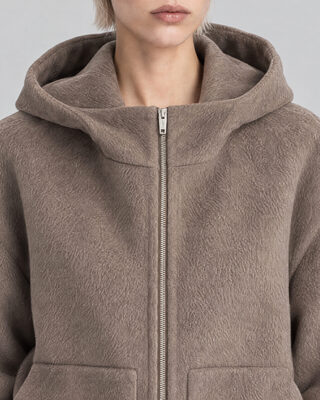 Blouson en laine avec capuche beige