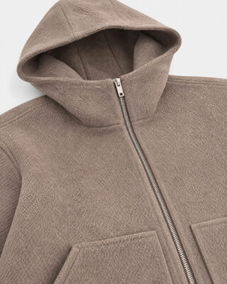 Blouson en laine avec capuche beige