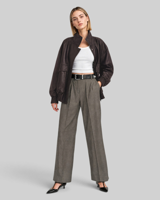 Blouson en cuir bordeaux