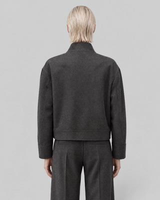 Blouson col montant en laine gris anthracite