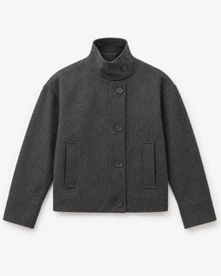 Blouson col montant en laine gris anthracite