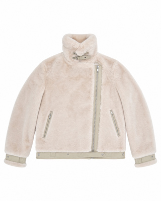 Manteau bombardier en fausse fourrure ecru