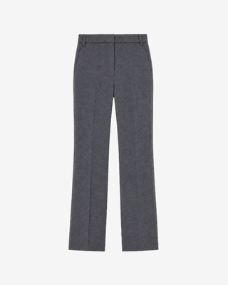 Pantalon de tailleur flare en laine m&eacute;lang&eacute;e gris