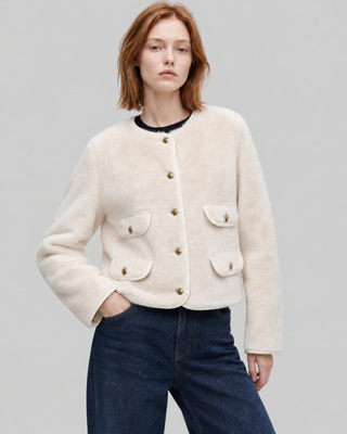 Blouson en fausse fourrure ecru