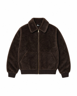 Manteau en fausse fourrure zipp&eacute; marron