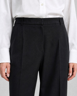 Pantalon de tailleur droit en laine m&eacute;lang&eacute;e noir