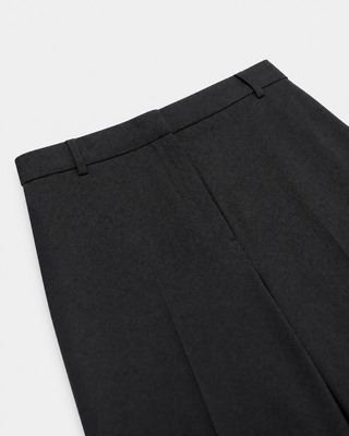 Pantalon de tailleur droit en laine m&eacute;lang&eacute;e noir