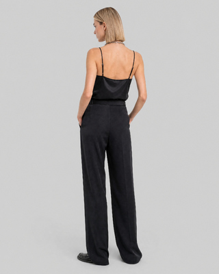 Pantalon large en satin noir