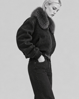 Blouson avec col fausse fourrure noir