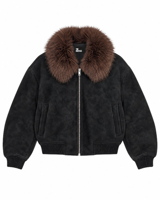 Blouson avec col fausse fourrure noir