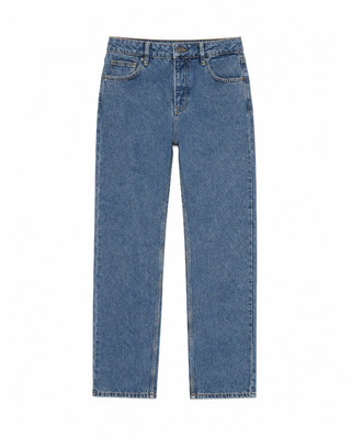 Jean droit d&eacute;lav&eacute; bleu moyen