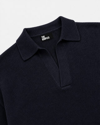 Pull col polo en laine marine