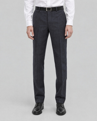 Pantalon de costume ajust&eacute; &agrave; tartan en laine marine