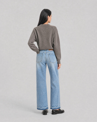 Pull en laine m&eacute;rinos et cachemire marron