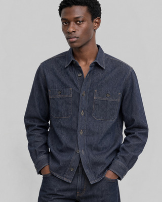 Chemise en denim brut bleue
