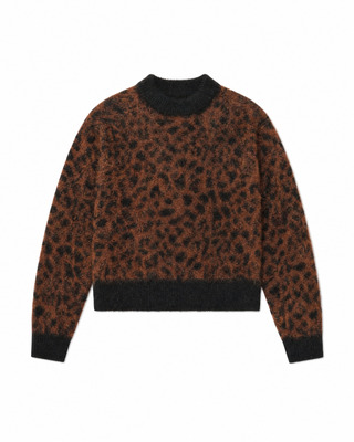Pull en mohair m&eacute;lang&eacute; motif l&eacute;opard
