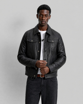 Blouson en cuir noir
