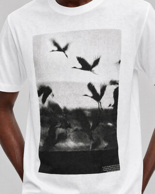 T-shirt avec s&eacute;rigraphie oiseaux blanc