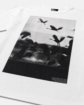 T-shirt avec s&eacute;rigraphie oiseaux blanc
