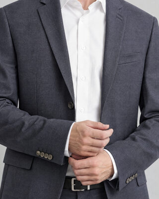 Veste de costume ajust&eacute;e &agrave; tartan en laine marine
