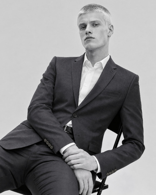 Veste de costume ajust&eacute;e &agrave; tartan en laine marine