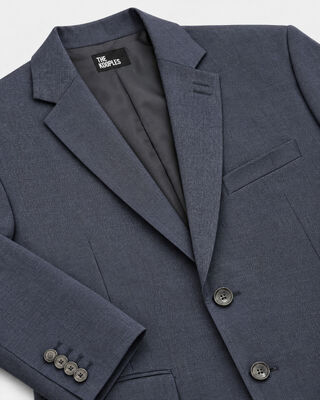 Veste de costume ajust&eacute;e &agrave; tartan en laine marine