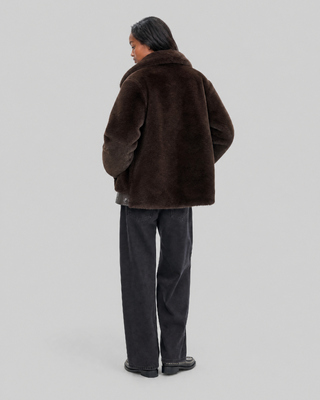 Manteau bombardier en fausse fourrure marron