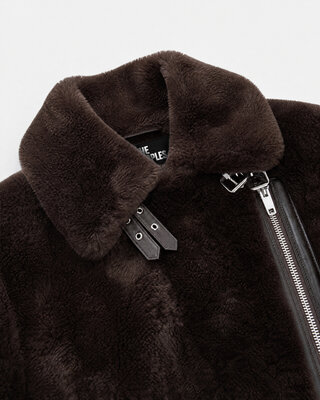Manteau bombardier en fausse fourrure marron