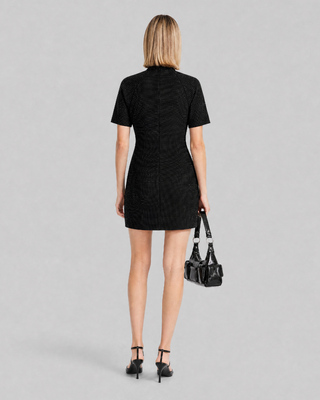 Robe courte strass&eacute;e noire