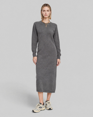 Robe longue en laine et cachemire grise