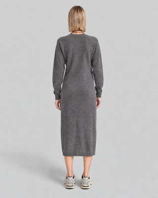 Robe longue en laine et cachemire grise