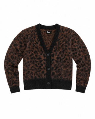 Cardigan en mohair m&eacute;lang&eacute; motif l&eacute;opard