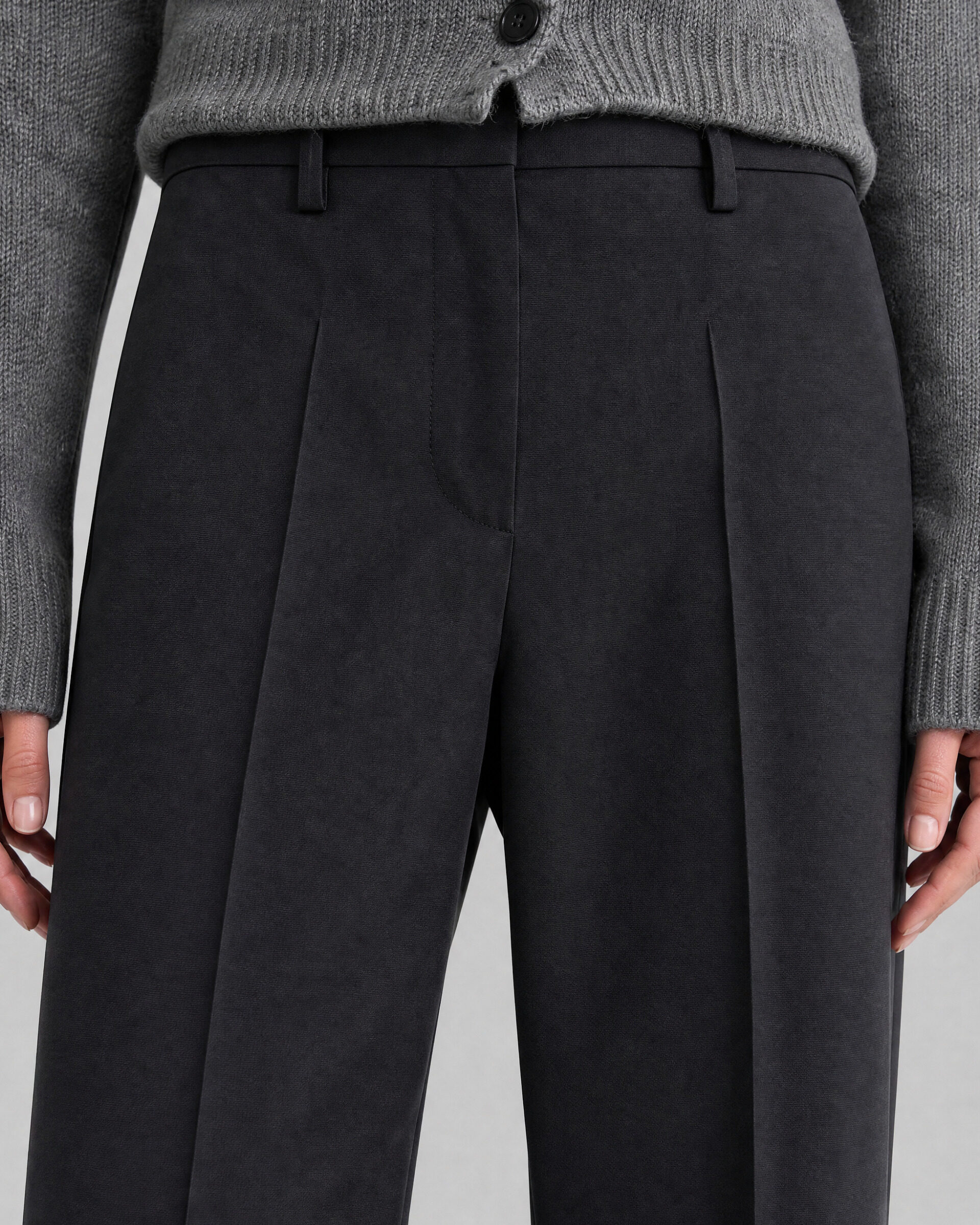 Pantalon de tailleur large en laine noir