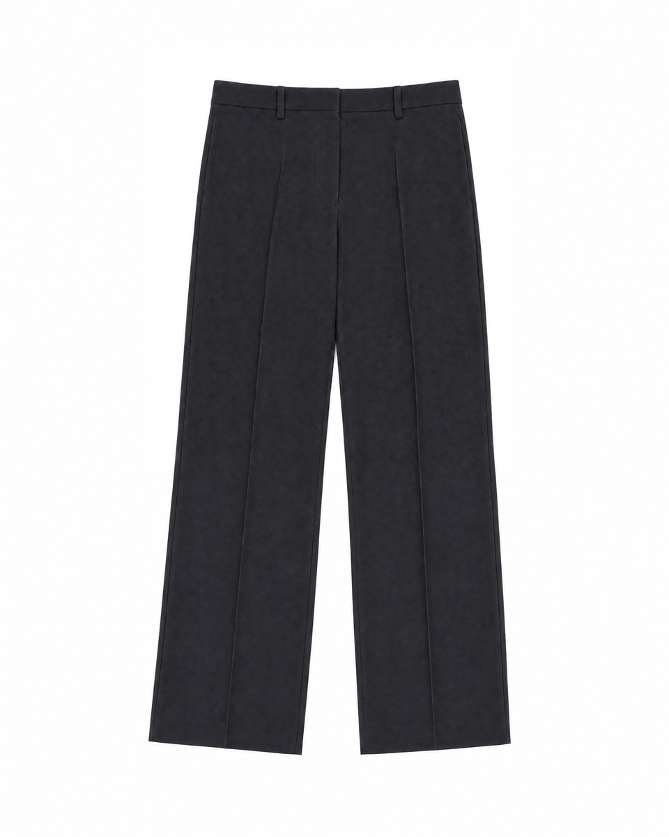 Pantalon de tailleur large en laine noir