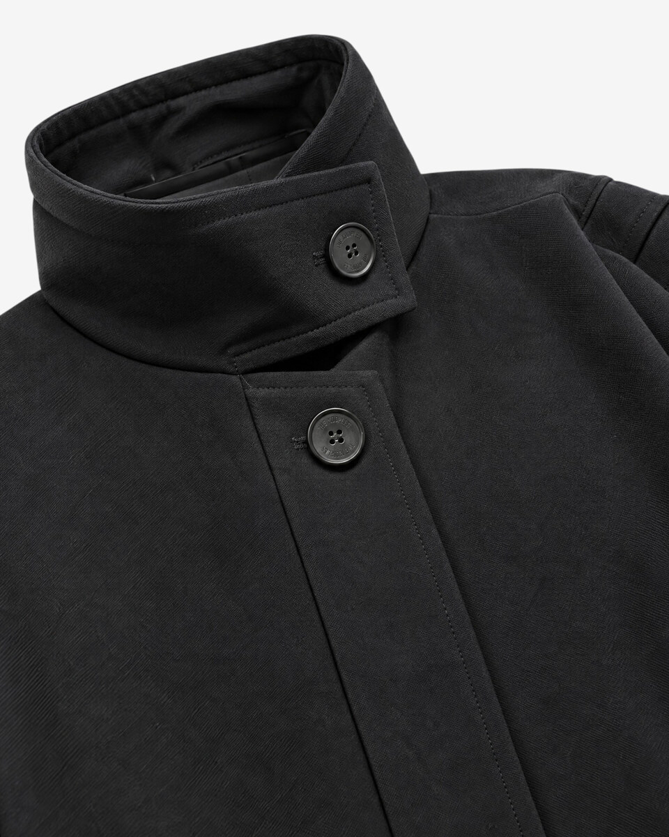 Blouson col montant en laine m&eacute;lang&eacute;e noir
