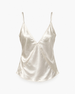 Top fines bretelles en satin ecru
