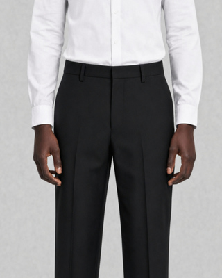 Pantalon de costume droit en laine noir