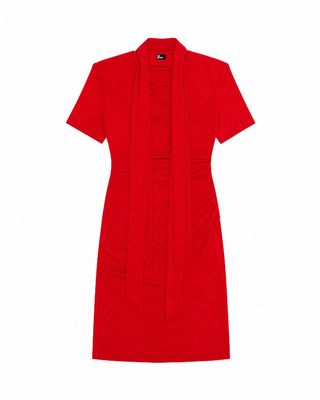 Robe courte drap&eacute;e rouge