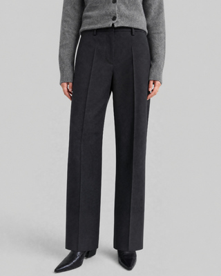 Pantalon de tailleur large en laine noir