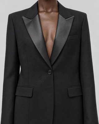 Veste de smoking droite en laine noire