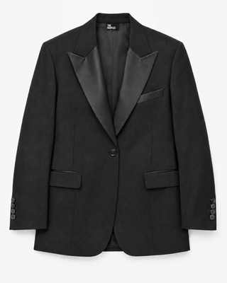 Veste de smoking droite en laine noire