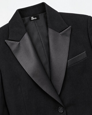 Veste de smoking droite en laine noire