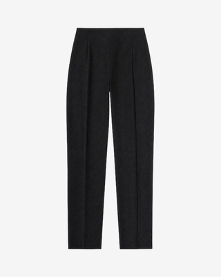Pantalon de tailleur ajust&eacute; en laine m&eacute;lang&eacute;e noir