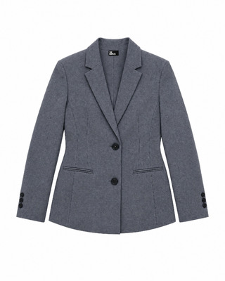 Veste de tailleur ajust&eacute;e en laine m&eacute;lang&eacute;e grise